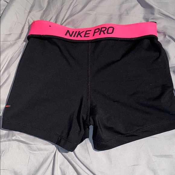 Nike pro shorts, bright pink accents. size: SMALL - Picture 3 of 3